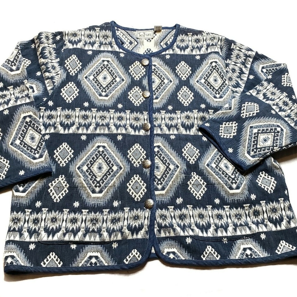 Vintage Tapestry Southwestern Print Jacket Plus Size 22/24